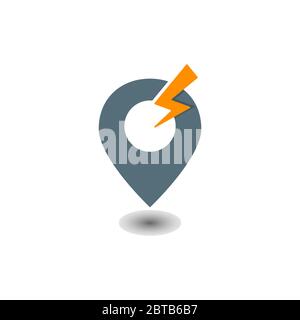 Kartenzeiger mit Lightning Vector Design Template Illustration Stock Vektor