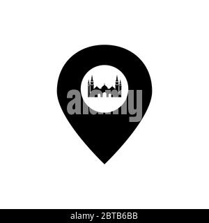 Karte Zeiger Moschee Silhouette Vektor Design Vorlage Illustration Stock Vektor