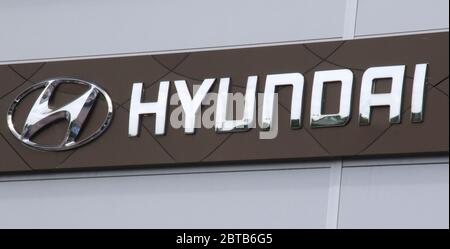 London, Großbritannien. Mai 2020. Hyundai Motor Company Logo bei einem Autohaus gesehen. Kredit: Keith Mayhew/SOPA Images/ZUMA Wire/Alamy Live News Stockfoto