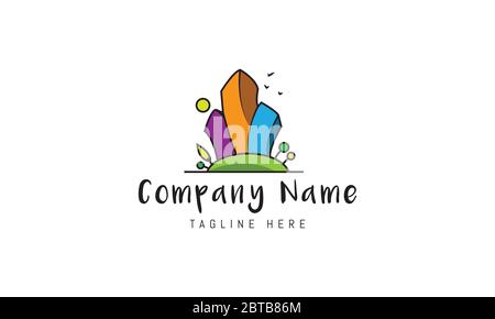 Vektor-Logo auf dem ein abstraktes Bild einer bunten Stadt. Stock Vektor