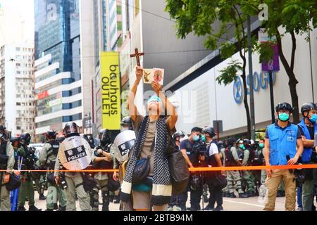 Hongkong, China. Mai 2020. Tausende Demonstranten protestieren friedlich gegen Chinas Pläne, in Hongkong ein neues Sicherheitsgesetz einzuführen. Es war die größte Demonstration seit dem Ausbruch der Covid-19. Quelle: Gonzales Photo/Alamy Live News Stockfoto