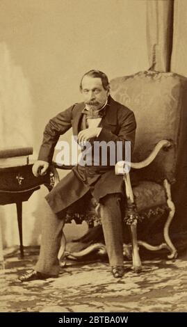 Die französische Regierung von Paris (80-89833) ist der französische Kaiser NAPOLEON III. (* um 150-833, Sohn von Louis BONAPARTE und Ortensia Beauharnais ). Porträt von André-Adolphe-Eugène Disderi (18-1889), Paris. - REALI - Königtum - nobili - nobiltà - Napoleone III - imperatore - Baffi - Schnurrbart - Ritratto - Baffi - Schnurrbart - Bart - Barba - RISORGIMENTO -- Archivio GBB Stockfoto