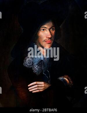 Der englische elisabethanische metaphysischen Dichter John Donne als junger Mann. Porträt in Öl auf Verkleidung von unbekannten englischen Künstlers 1595 Stockfoto
