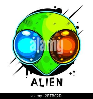 Alien Patch. Vektorgrafik. Comic Creative Fashion Alien Isoliert Auf Weißem Hintergrund. Stock Vektor