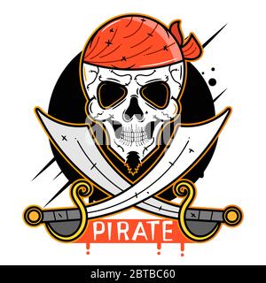 Pirate Skull Vektor Icon geeignet für Grußkarten, Poster oder T-Shirt Printing. Stock Vektor