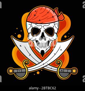 Piratenparty. 3d Vektor-Emblem Vektor-Illustration geeignet für Grußkarten, Poster oder T-Shirt-Druck. Stock Vektor