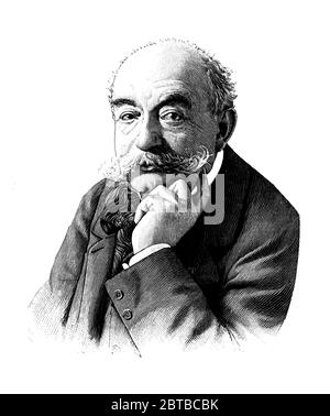 1895 Ca, Paris, FRANKREICH: Der französische Maler Louis-Eugène LAMBERT (1825 - 1900). Portrait von unberechtigtem Gravierer . - BELLE EPOQUE - ANIMALIER - KUNST - ARTI VISIVE - ARTE - Francia - PORTRAIT - RITRATTO - incisione - Gravur - illustrazione - Illustration - GESCHICHTE - FOTORICHE STORICA - Baffi - Schnurrbart - PITTORE -PITTURA - Louis Eugène --- Archivio GBB Stockfoto