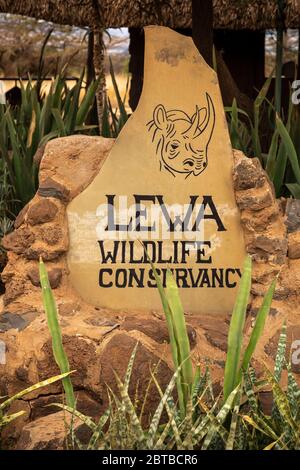 Eintrittsschild zum Lewa Wildlife Conservancy, Kenia Stockfoto