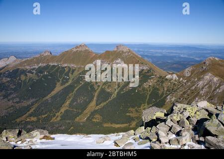 Blick vom Jahnaci Gipfel im Nationalpark hohe Tatra, Slowakei Stockfoto