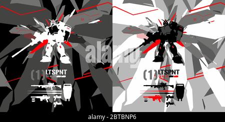 Abstrakte Illustration Vektor Japanischer Roboter Gundam Custom Art Stock Vektor