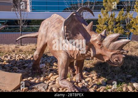 Dinosaurier und Fossilien Museum, Teil des Netzwerks Royal Tyrell staatlichen Museen, in Drumheller, Alberta, Kanada. Stockfoto