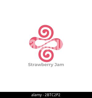 Abstrakter Buchstabe s Spiralform Erdbeermarmelade Symbol Vektor Stock Vektor