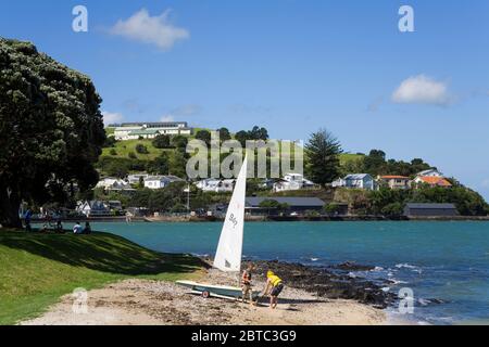 Duders Beach im North Head Historic Reserve, Devonport District, Auckland, North Island, Neuseeland Stockfoto