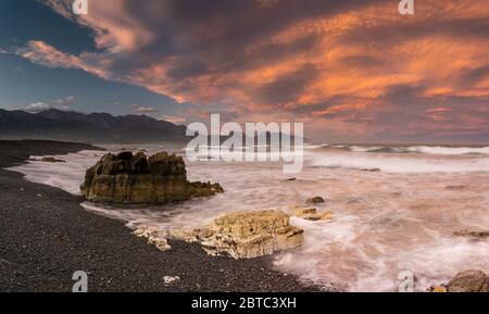 Kaikoura Sonnenuntergang, Kaikoura, Neuseeland, Februar 2020 Stockfoto