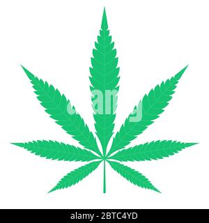 Symbol für die Cliparts mit grünen Blättern von Cannabis. CBD, Pharmakoloogie, medizinische, legale Narkose, Hash-Öl, organisches Konzept. Kann für kosmetische Banner, Web oder App verwendet werden Stock Vektor