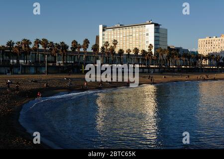 Barceloneta-Strand in Barcelona, Spanien Stockfoto