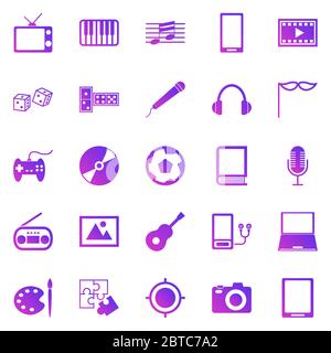 Unterhaltung Gradient Symbole auf weißem Hintergrund, Stock Vektor Stock Vektor