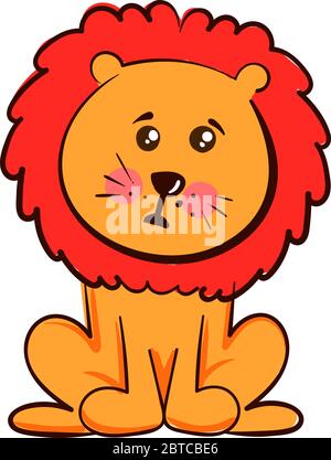 Trauriger Löwe, Illustration, Vektor auf weißem Hintergrund Stock Vektor