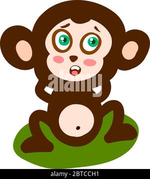 Verängstigte kleine Affe , Illustration, Vektor auf weißem Hintergrund Stock Vektor