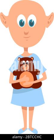 Kind mit Spielzeug Bär, Illustration, Vektor auf weißem Hintergrund Stock Vektor