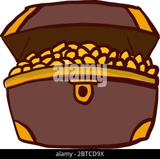 Truhe voll Gold , Illustration, Vektor auf weißem Hintergrund Stock Vektor