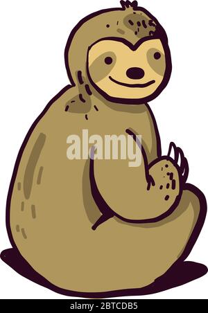 Faultier sitzend, Illustration, Vektor auf weißem Hintergrund Stock Vektor