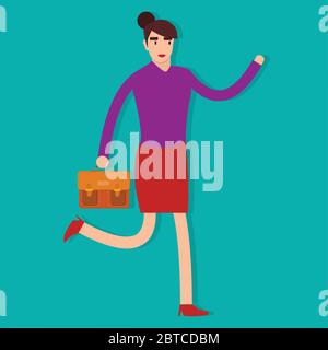 Frau laufen mit Haltetasche für Deadline Konzept isoliert Vektor Illustration Stock Vektor