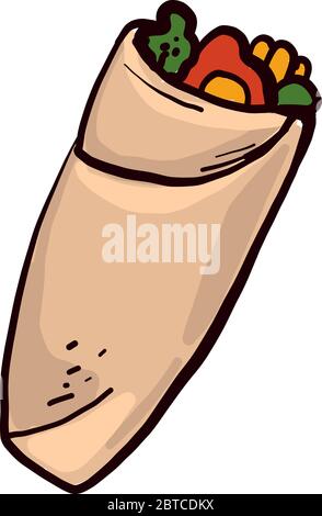 Tasty shawarma , Illustration, Vektor auf weißem Hintergrund Stock Vektor