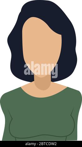 Gesichtsloser weiblicher Avatar, Illustration, Vektor auf weißem Hintergrund Stock Vektor
