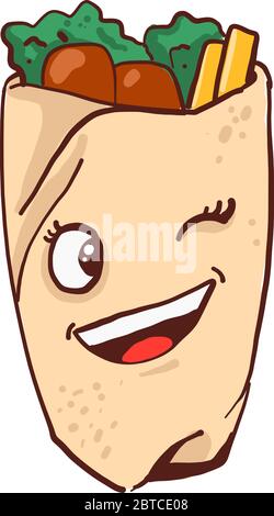 Zwinkende Shawarma , Illustration, Vektor auf weißem Hintergrund Stock Vektor