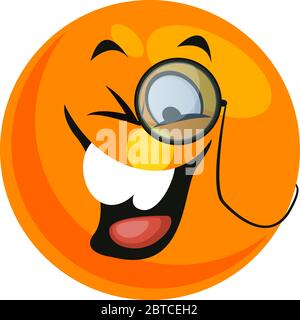 Emoji mit Monocle, Illustration, Vektor auf weißem Hintergrund Stock Vektor