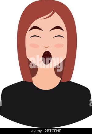 Gähnendes Mädchen Emoji, Illustration, Vektor auf weißem Hintergrund Stock Vektor