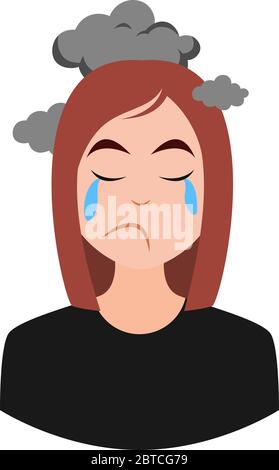 Depressive Mädchen, Illustration, Vektor auf weißem Hintergrund Stock Vektor