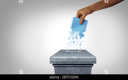 Online-Abstimmung Wahlkonzept und Internet-Abstimmung oder e-Voting Web-Umfrage mit 3D-Illustration Elemente. Stockfoto