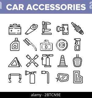 Auto Zubehör Tool Collection Icons Set Vektor Stock Vektor