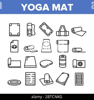 Yoga Mat Zubehör Sammlung Symbole Set Vektor Stock Vektor