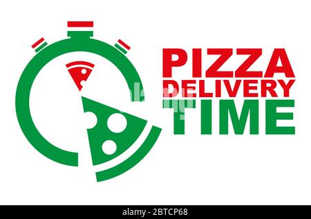 Schnelle Schnelle Pizza Lieferung Vektor Zeichnung Zeichen Stock Vektor