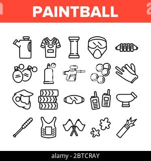 Paintball Spiel Tool Sammlung Icons Set Vektor Stock Vektor