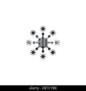 Blaues abstraktes Bakterien- oder Virus-Logo-Design. Covid19 Coronavirus Pandämie Konzept. Stock Vektor Illustration isoliert auf weißem Hintergrund. Stock Vektor