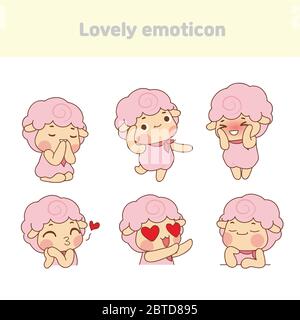 Nette schöne Charakter Emoticon Set Illustration 008 Stock Vektor