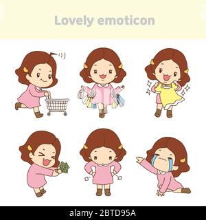 Nette schöne Charakter Emoticon Set Illustration 005 Stock Vektor