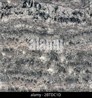 Luxus grauer Granit abstraktes Hintergrundmuster. Nahtlose quadratische Textur, Fliese bereit. Stockfoto