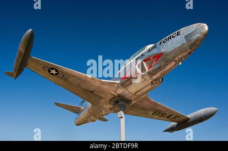 Lockheed T33A Shooting Star Jet Trainer Flugzeuge auf dem Display im Veterans Park in Fort Garland, San Luis Valley, Colorado, USA Stockfoto