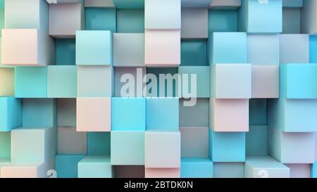 Blau und weiß Würfel Hintergrund 3d-Rendering Stockfoto