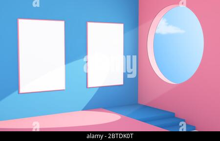 Zwei Poster abstrakten Innenraum 3d-Rendering Stockfoto
