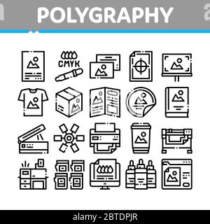 Symbole Für Polygrafiedruck-Service Vektor Festlegen Stock Vektor