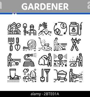 Gardener Instrument Collection Icons Set Vektor Stock Vektor