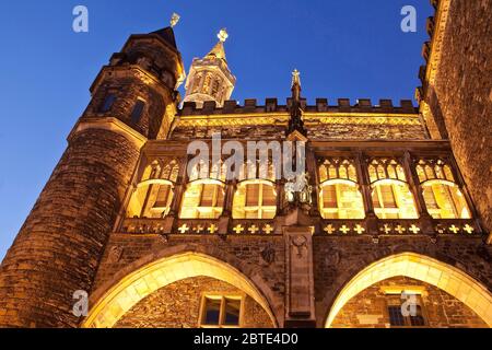 Aachener Rathaus am Abend, Deutschland, Nordrhein-Westfalen, Aix-la-Chapelle Stockfoto