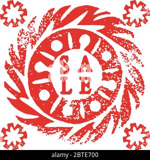 Verkauf. Ethnie, Stammes, Ureinwohner, Mandala. Hand gezeichnet Linolschnitt African Mexican indian orientalischen Ornament Stock Vektor