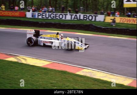 Nigel Mansell in seinem Williams F1-Auto beim British Grand Prix 1986 in Brands Hatch UK Stockfoto